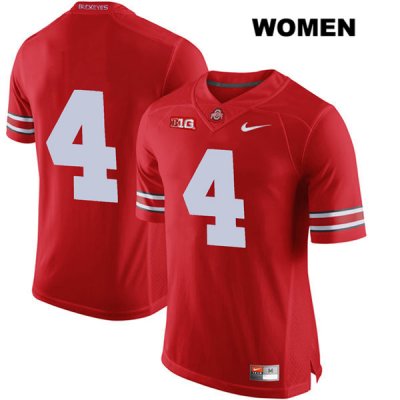 Women's NCAA Ohio State Buckeyes Chris Chugunov #4 College Stitched No Name Authentic Nike Red Football Jersey YB20H71UP